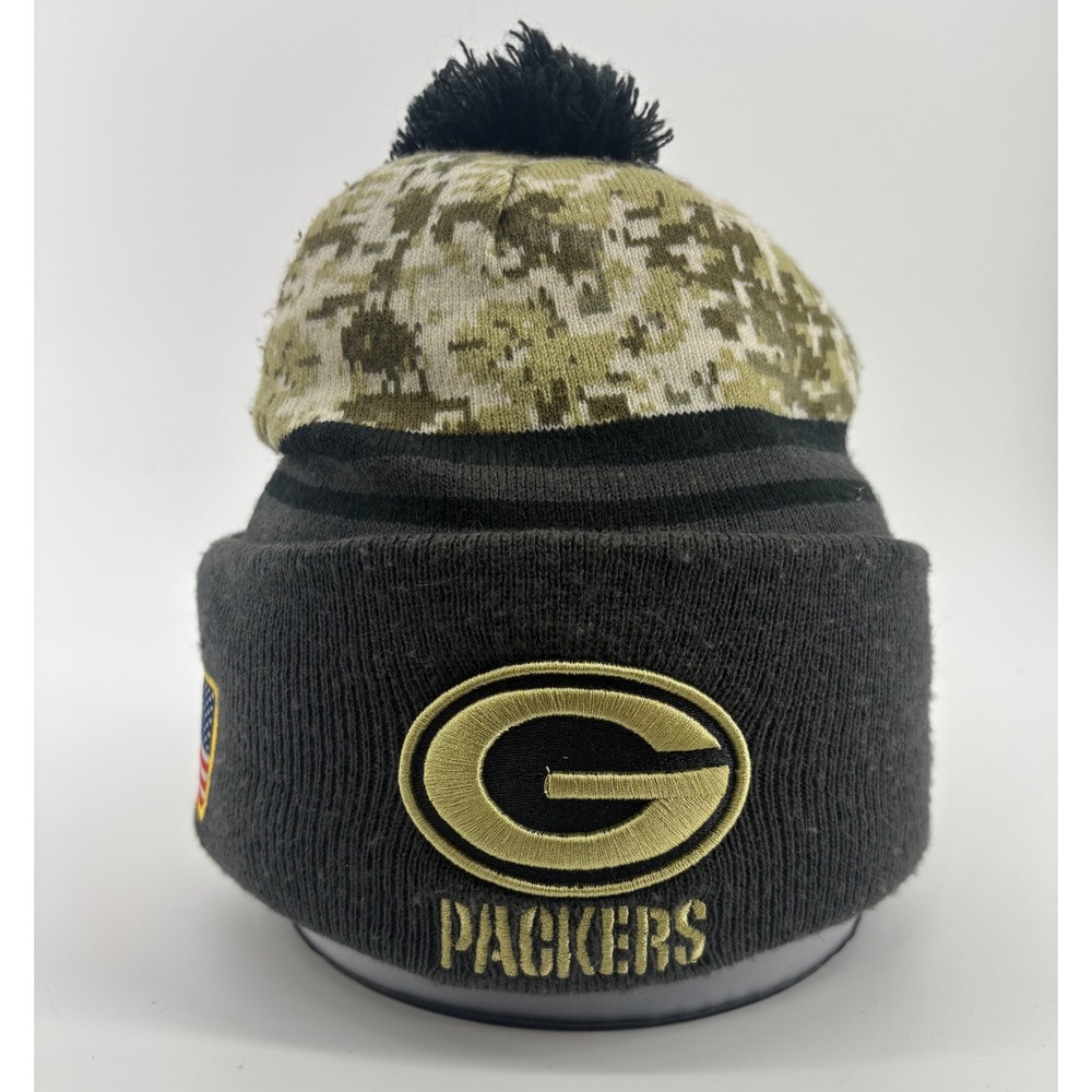 Green Bay Packers Beanie Hat W/ Pom OSFM New Era Digital Camo Support The Troops